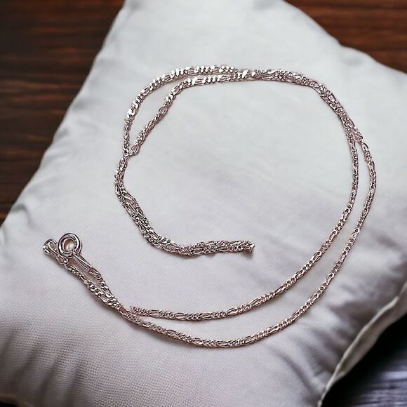 Sterling Silver 16 Inch Figaro Chain Marked Italy 925 NWOT - Picture 1 of 5